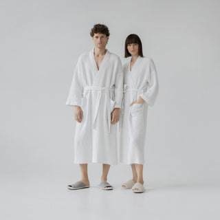 White Waffle Bathrobe & Towel Bundle 6