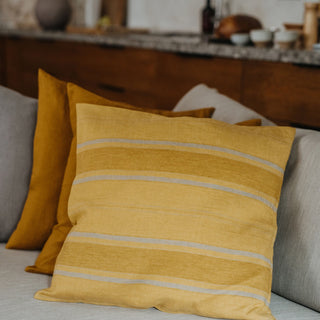 Amber Bronze Stripes Linen Cushion Cover - Linen Tales 