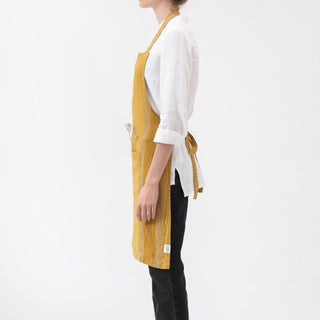 Amber Bronze Stripes Linen Daily Apron - Linen Tales 