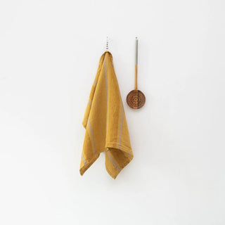 Amber Bronze Stripes Linen Kitchen Towel - Linen Tales 