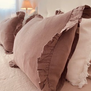 Ashes of Roses Linen Pillowcase with Frills - Linen Tales 5