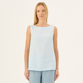 Baby Blue Linen Audrey Top - Linen Tales Global 1