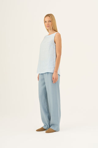 Baby Blue Linen Audrey Top - Linen Tales Global 2