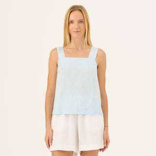 Baby Blue Linen Polka Top - Linen Tales Global 1