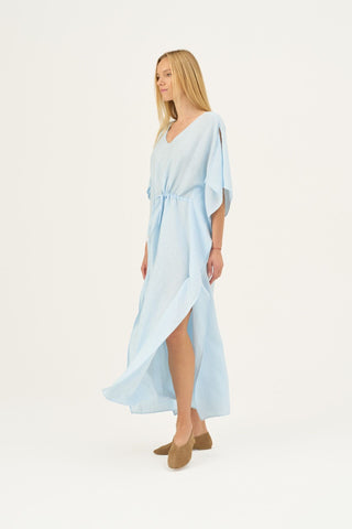 Baby Blue Linen Sol Dress - Linen Tales Global 5