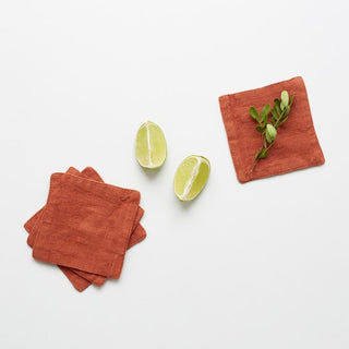 Baked Clay Linen Coasters Set of 4 - Linen Tales 