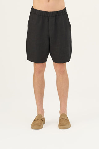 Black Linen Amabilis Shorts - Linen Tales Global 4