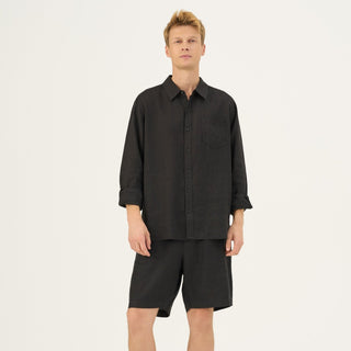 Black Linen Amabilis Shorts - Linen Tales Global 1