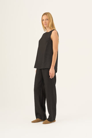 Black Linen Audrey Top - Linen Tales Global 
