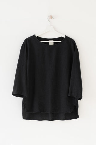 Black Linen Bilberry Top - Linen Tales 