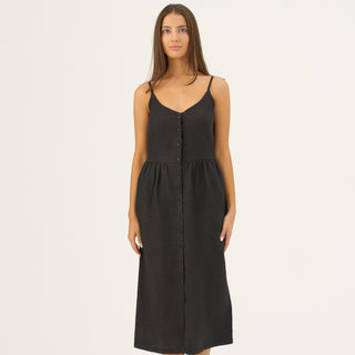 Black Linen Camilla Dress - Linen Tales Global 