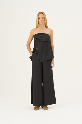 Black Linen Candela Top - Linen Tales Global 5