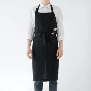Black Linen Chef Apron - Linen Tales 