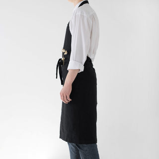 Black Linen Chef Apron - Linen Tales 