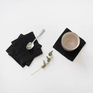 Black Linen Coasters Set of 4 - Linen Tales 
