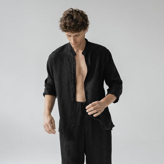 Black Linen Currant Loungewear Set - Linen Tales 3