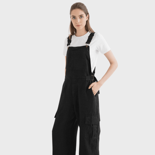 Black Linen Elm Overalls - Linen Tales 