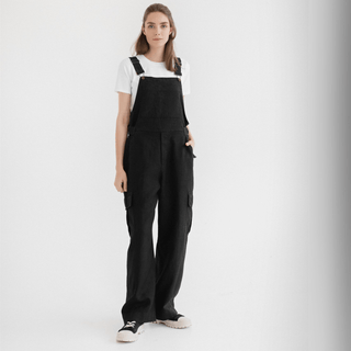 Black Linen Elm Overalls - Linen Tales 