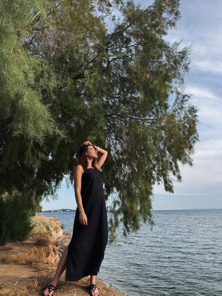 Black Linen Fugue Dress - Linen Tales 4