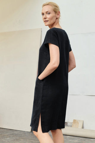 Black Linen Goldenrod Dress - Linen Tales 
