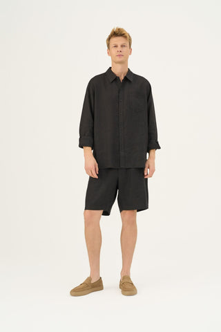 Black Linen Larch Shirt - Linen Tales Global 6