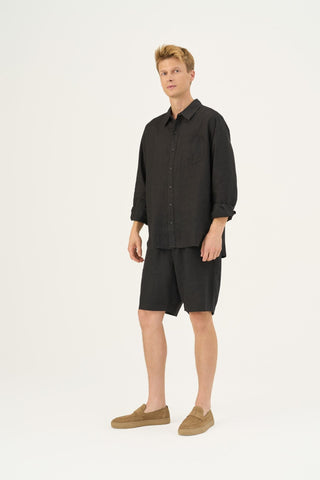 Black Linen Larch Shirt - Linen Tales Global 7