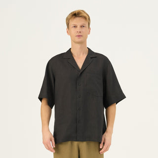 Black Linen Libertas Shirt - Linen Tales Global 1