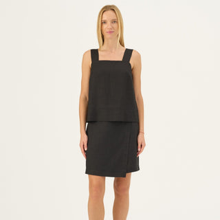 Black Linen Lumen Skirt - Linen Tales Global 