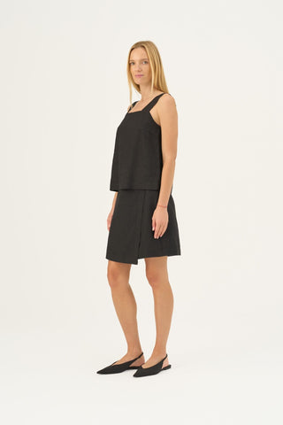 Black Linen Lumen Skirt - Linen Tales Global 