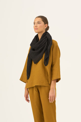 Black Linen Lupine Scarf - Linen Tales Global 2