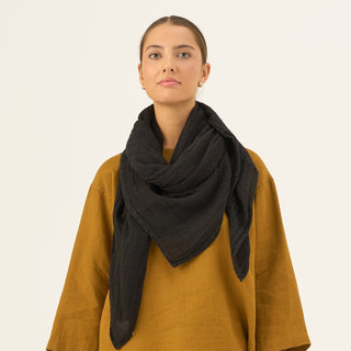 Black Linen Lupine Scarf - Linen Tales Global 1