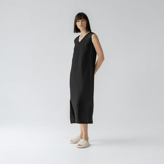 Black Linen Nasturtium Nightdress - Linen Tales 