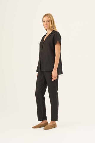 Black Linen Octave Trousers - Linen Tales Global 