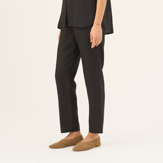 Black Linen Octave Trousers - Linen Tales Global 