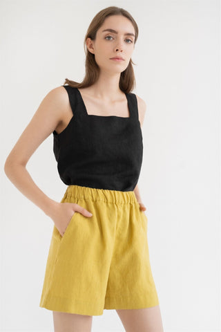 Black Linen Polka Top - Linen Tales 5