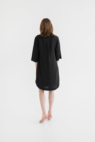 Black Linen Prelude Dress - Linen Tales 