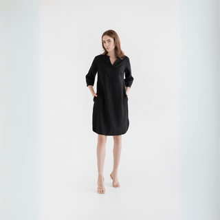Black Linen Prelude Dress - Linen Tales 