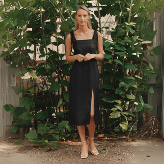 Black Linen Rumba Dress - Linen Tales 