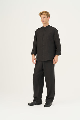 Black Linen Sensus Trousers - Linen Tales Global 2