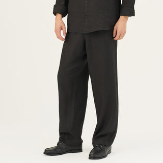 Black Linen Sensus Trousers - Linen Tales Global 1