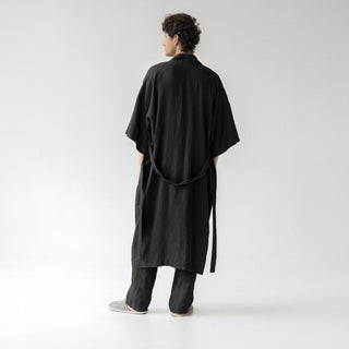 Black Linen Summer Bathrobe - Linen Tales 2