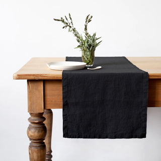 Black Linen Table Runner - Linen Tales 