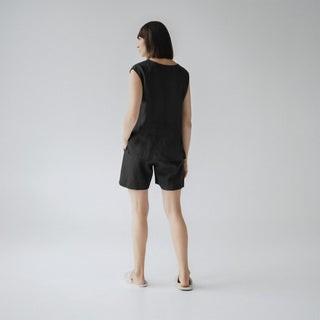 Black Linen Verbena Pyjama Set - Linen Tales 