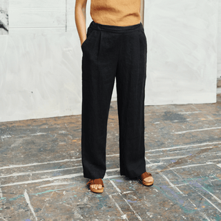 Black Linen Willow Trousers - Linen Tales 