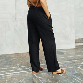 Black Linen Willow Trousers - Linen Tales 