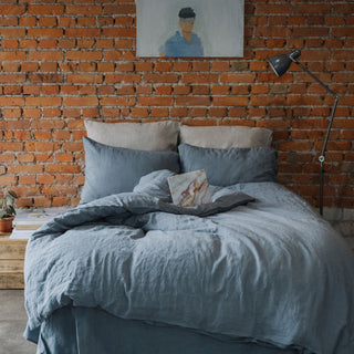 Blue Fog Linen Duvet Cover - Linen Tales Global 