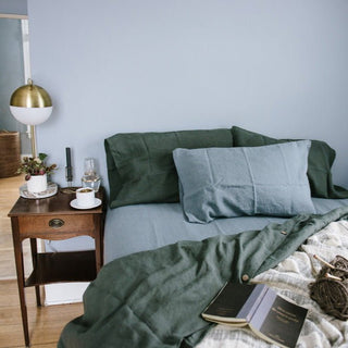 Blue Fog Linen Flat Sheet - Linen Tales 