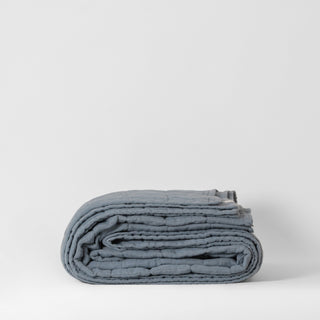 Blue Fog Linen Quilted Blanket - Linen Tales 