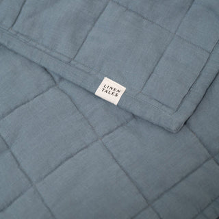 Blue Fog Linen Quilted Blanket - Linen Tales 