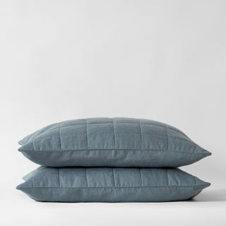 Blue Fog Linen Quilted Pillow Sham - Linen Tales 2